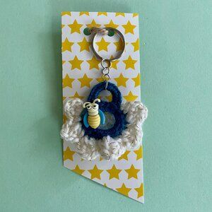 Floral Keychain, Keychain Charm, Crochet Gift, Handmade Backpack Charm